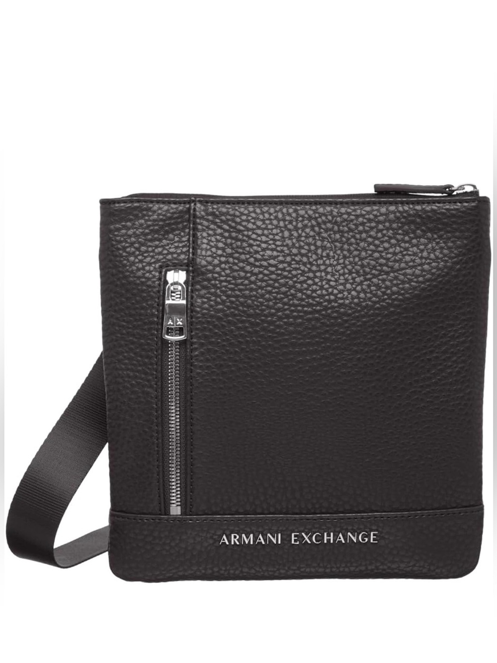 Armani Exchange Black Pebbled Leather Messenger Crossbody